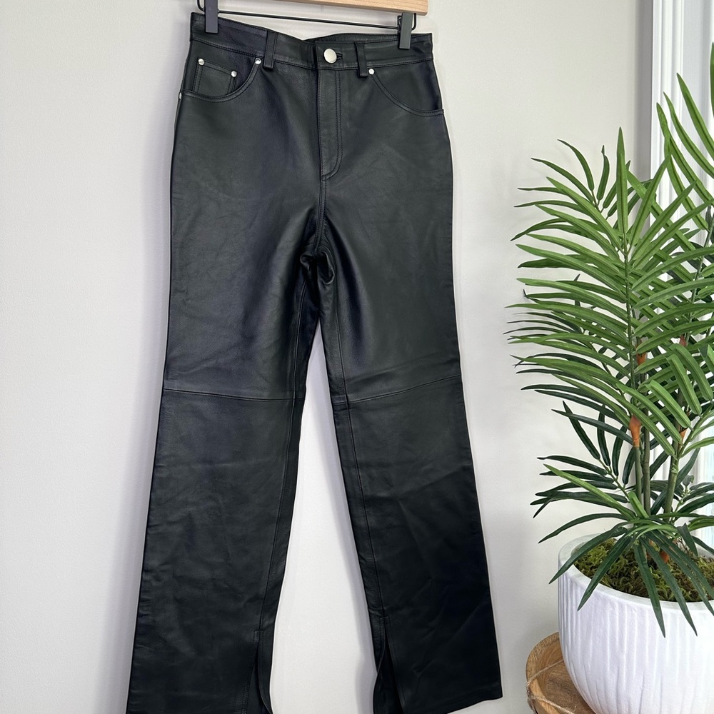 NBD NWT Black Leather Wide Leg Pants